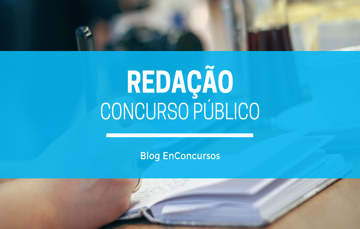 foto de uma mão feminina escrevendo em um caderno com texto sobre dizendo Redação Concurso Público