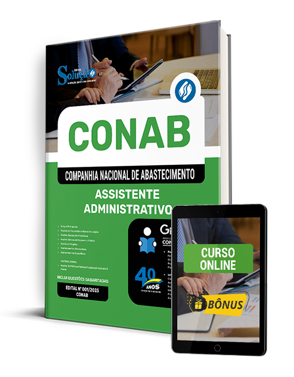 Apostila + Curso Online grátis Assistente Concurso Conab 2025