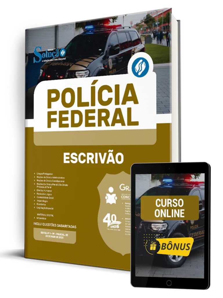 Apostila Concurso Polícia Federal 2025 PDF grátis Curso Online - Escrivão