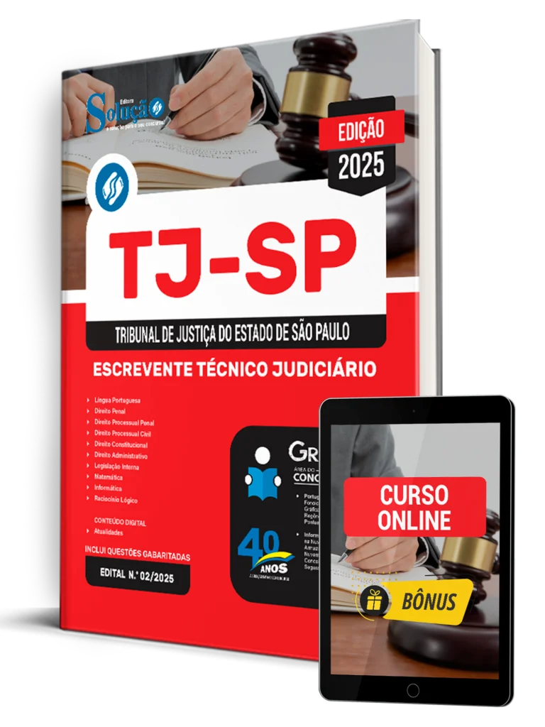 Apostila Concurso TJ SP Escrevente 2025 grátis Curso Online